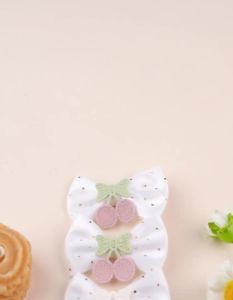 2Pcs Sweet Girl Childrens Hair Clips Cartoon Cherry Bow Hair Accessories Kids Barrette Boutique Party Headwear Gifts