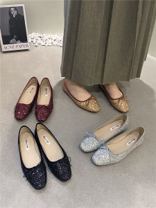 Blingbling Flats Womens Shoes Spring and Summer Fairy Style Banquet Wanwan Style Shoes French Ballet Shoes Flat Shoes