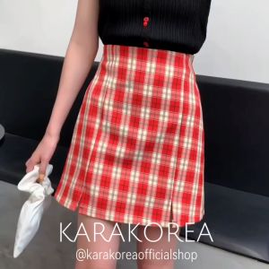 KARAKOREA 8202 Bomi A Line Skirt/High Waist Mini Skirt dengan Potongan A-Line/Rok Pendek Wanita Mode