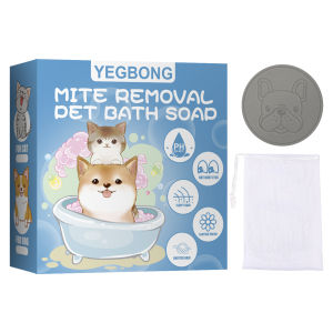 Yegbong Mite Removal Bath Washing Soap with Bubble Net Anti Itch Body Deodorant Moisturizes Soothes Dog Cat Washing Soap Pet Accessories Dog Cat Body Deodorization Cleaning And Bathing Supplies
