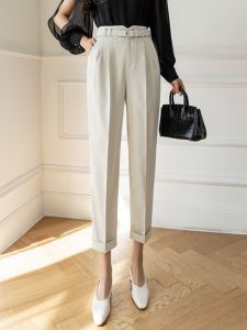 High Waist Slim Straight Harem Pants Womens Suit Pants Commute Casual Thinming Nine Points Trousers Korean Style Spring New