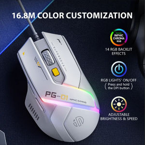 Inphic PG1 Wired Gaming Mouse RGB Lighting Effect Ergonomic Home Office Mouse For Desktop Computer Laptop
