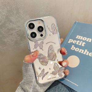 CrashStar ถุงแฟชั่นกระจกผีเสื้อสำหรับ iPhone 15 14 Pro Max Plus 13 Pro Max 12 Pro Max 11 โทรศัพท์แต่งหน้ากับกล่องป้องกัน รวม 2 ประเภท