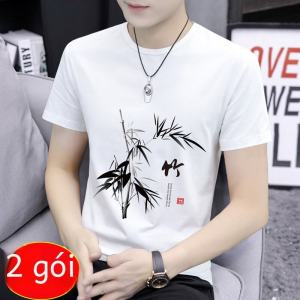 Áo Thun Nam Tay Ngắn Mùa Hè Ice Silk Modal Cotton Cổ Tròn Phong Cách Mới Thời Trang Cotton Nguyên Chất Tay Lửng Áo Thun