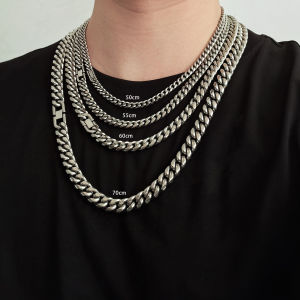 6mm Cuban Chain Necklace Classic Punk Fashion Titanium Steel Necklace For Men Women Accessories Fashionable Minimalist Gift