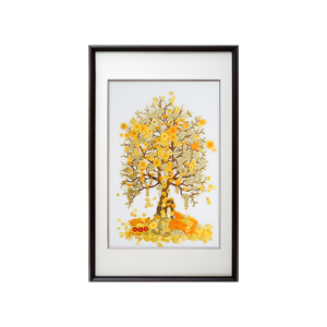 Handmade Chinese New Style Sofa Wall Decorative Painting Office Tea Room Living Room Three-Panel Embroidery Wealth Tree Artwork