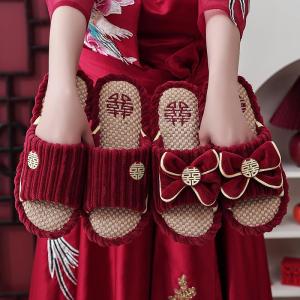 MONLEYTA | Wedding Couple Slippers Red Luxury Sensation Bride Accompaniment Gift Lightweight Summer EVA Slippers For Outdoor Wear