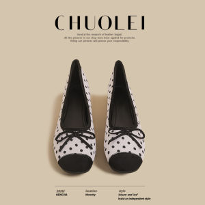 CHUOLEI | Ballet Flats Spring Vintage Pig Nose Dots Brown