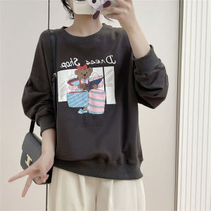 Áo Nỉ Cotton Dài Tay Rộng Rãi Thường Ngày Mùa Xuân Cho Nữ Áo Khoác Ngoài Thể Thao Hoạt Hình Thoải Mái Bằng Cotton