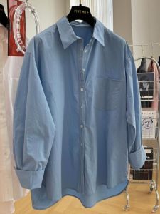 Elegant Long Sleeve Pure Cotton Loose Womens Shirt Fashionable Versatile Tagless Casual Commute Style  Pear Body Type