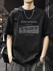 Áo Thun Cotton Tay Ngắn Phong Cách Mỹ Cổ Điển Hong Kong 300g Cho Nam Mùa Hè in Họa Tiết Thời Trang Rộng Rãi Thoáng Khí