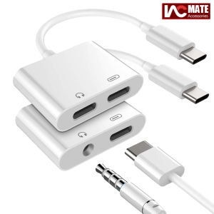 USB C to 3.5mm Headphone and Charger Adapter Dual TYPE C 2 in 1 USB C to Aux Audio Jack with Fast Charging Dongle Cable Cord