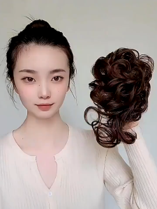 Fashion Woman Wig Hair Clip Synthetic Wig Messy Short Curly Doughnut Chignon Claw Hair Bun