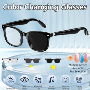 2026 New AI Smart Glasses Photochromic Lenses Bluetooth Call Noise Reduction Music Headphone Microphone Sunglasses for Men Women