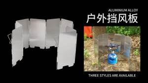 Outdoor Camping Windproof Screen 8 9 10 Plates Aluminum Alloy Foldable Gas Burner Wind Shield Picnic Cooking Stove Wind Baffle