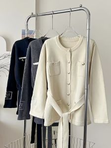 เสื้อคาร์ดิแกนถักคอตตอนผสมขนสัตว์ COOLLIN ทรงเข้ารูป แขนยาว ปกติ ปกติ ฤดูใบไม้ร่วง/ฤดูหนาว สำหรับผู้หญิง