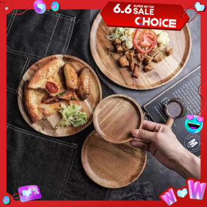 1PC Natural Wooden Tray Round Simple Serving Tray Retro Wood Plates Fruit Dessert Plate Snack Fruit Platter Food Plate Dish