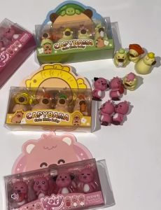 (READY STOCK)Eraser Capybara 4pcs Creative Eraser Student Gift Kid Birthday Present Cute Stationery Creative Design Rubber Cartoon Eraser Set Playful Corrections橡皮儿童生日礼物奖励Set Pemadam Kartun
