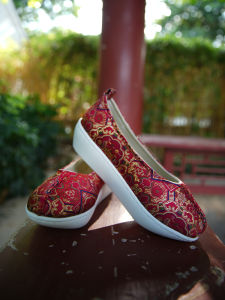 Comfortable Red Hanfu Shoes Womens Tang Jinbao Heightening Ancient Style Shoes Thick Bottom 5cm Cloud Climbing Slip-On Shoes