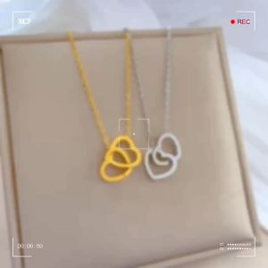 Kalung Titanium Anti Karat Wanita Terbaru / Kalung Titanium Plus Liontin Kembar Aksesoris Perhiasan Wanita Korea
