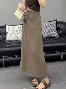 Khaki Fashionable Autumn New Style High Waist Slimming Midi Skirt Womens High Waist Straight Cut mid Length Skirt