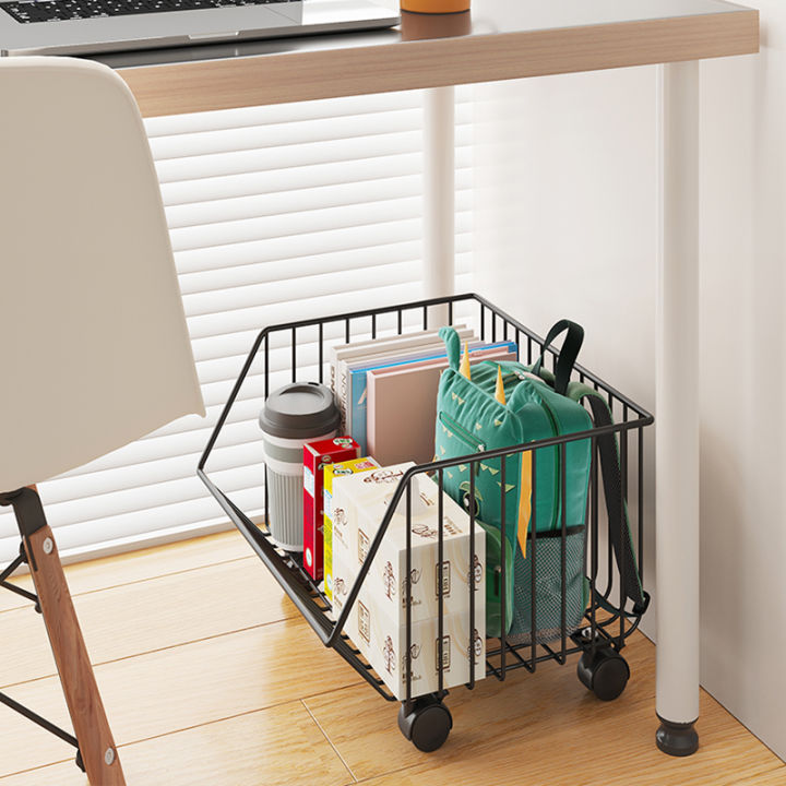 Storage Rack under Table Floor Movable with Wheels Office Desk Book ...