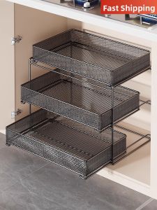evesigar | Cabinet Organization Slide-Out Drawer Under Sink Shelving