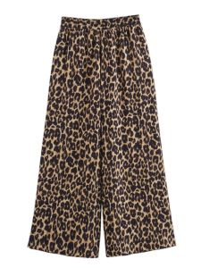 High Waist Leopard Print Wide Leg Pants Loose Fit Casual Straight Leg Trousers Street Style Long Pants High Waist Wide Leg Pants