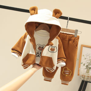 La Chapelle Boys Autumn Fashion Cartoon Three-Piece Set Warm Casual Wear for Toddlers And Young Children