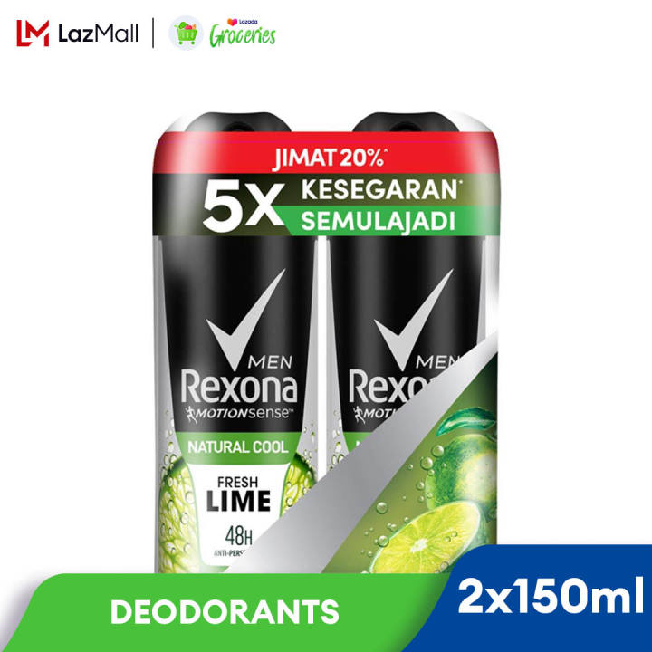 Rexona Men Spray Deodorant Natural Cool Fresh Lime 150ml x Twin