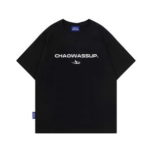 Chao Wassup American Retro Short Sleeve Cotton T-Shirt Women Summer Heavyweight Loose Fit Couples Casual Creative Print Top