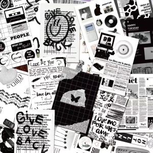 60 Black and White Style Stickers Stylish Creative Niche Style Fancy Hand Account Stickers DIY Phone Case Self-Adhesive Waterproof Stickers
