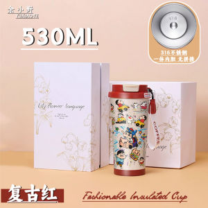 Cốc Cà Phê Cách Nhiệt Bằng Thép Không Gỉ 316 Cấp Thực Phẩm Dễ Thương Có Ống Hút Cốc Nước Bằng Dầu Sáp Màu Xanh Lá Cây