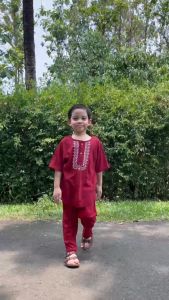 Setelan Koko Anak Azka Smilee Warna Maroon Size 1-5 Tahun