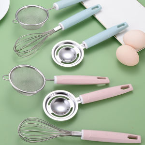 Manual Egg Beater Set Baking Utensils Egg Separator Filter sieve Stainless Steel Wire Whisk Blender Milk Cream Butter Beater Kitchen Baking Cooking Utensils Accessiores