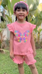 Setelan Anak Cewek Amena Lucuna Warna Peach Size 1-5 Tahun