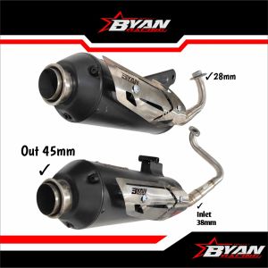 Knalpot Original Byan Racing Inlet 38 Out 45 Tipe Jigsaw Moncong Kenochi Kinochi Pnp Motor Mio sporty Mio Smile soul Fino INLET 38 OUT 45