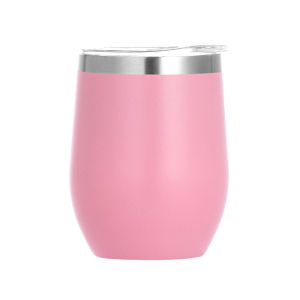 12oz Eggshell Cup Stainless Steel Wine Tumblers Double Wall Insulated Vacuum Drinking Cup with Lids U-shaped Coffee Mug Glasses