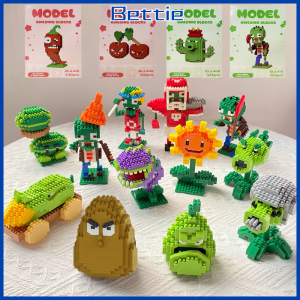 BETTIE Mainan Balok Nano Block Plants vs. Zombies Seri Balok Bangunan Penembak Kacang Polong Model