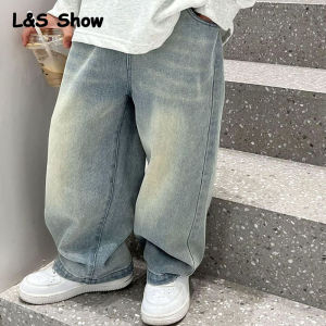 LS Show Boys Pants Light Blue Jeans Spring/Summer Childrens Loose Straight Leg Pants Baby Pants