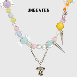 สร้อยคอไททาเนียมสีสันสดใสสำหรับผู้หญิง สร้อยคอโซ่กระดูกไหปลาร้าสไตล์หวานและเผ็ดร้อน โซ่ไททาเนียม 2025 รุ่นใหม่