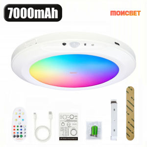 Motion Sensor Light RGBCW LED Magnetic Ceiling Light USB 7000mAh Body Induction Wireless Wall Lamp Remote Control Night Light