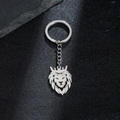 1PC Hollow Animal Key chain Stainless Steel Lion Pendant Keychains Gift Key Ring Accessories