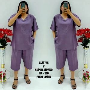 BAJU TIDUR WANITA/SETELAN CELANA 7/8 V 5XL SUPER JUMBO LD-130/POLO LINEN