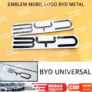 Emblem Logo Mobil BYD Build Yours Dream Universal Hitam Chrome Bahan Metal
