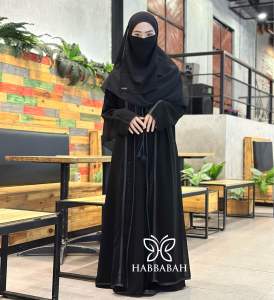 Abaya Salsabila Hitam Premium - Gamis Syari Elegan Wanita Muslim (S-XXL)