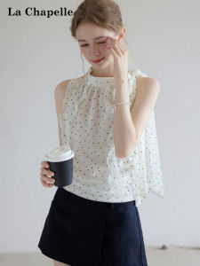 La Chapelle | Slimming Polka Dot and Ruffle Sleeveless Outerwear