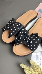 PMB Sandal Pita Polkadot Flat Shoes Fasion Korea Model Pita Sandal Karet Ribbon Polkadot Murah PMB