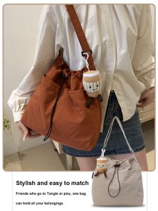 Korean Large Capacity Messenger Bag Ultra-Light Waterproof Nylon Crossbody Bag Casual Sling Shoulder Bag Canvas Dumpling Bag School Bag Tote Bag Student