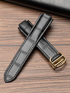 Woalmorn | Authentic Woalmorn Leather Watch Band For Cartier Blue Balloon Men Women Foldover Buckle Medium Thickness Matte Finish